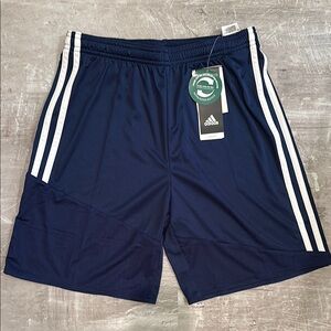Adidas Navy/White Soccer/Athletic Shorts - Size L (13/14)